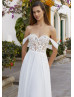 Off Shoulder Ivory Lace Chiffon Airy Wedding Dress